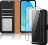 iCatchy for Samsung Galaxy A16 Case Leather Wallet Flip Card Slots Magnetic Closure Kickstand RFID Blocking Phone Cover and 2X Screen Protector for Samsung A16 5G / A16 4G image 0